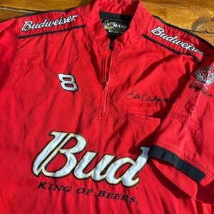 Vtg Chase Authentics Budweiser NASCAR Shirt Men Large Red Dale Earnhardt Jr 8